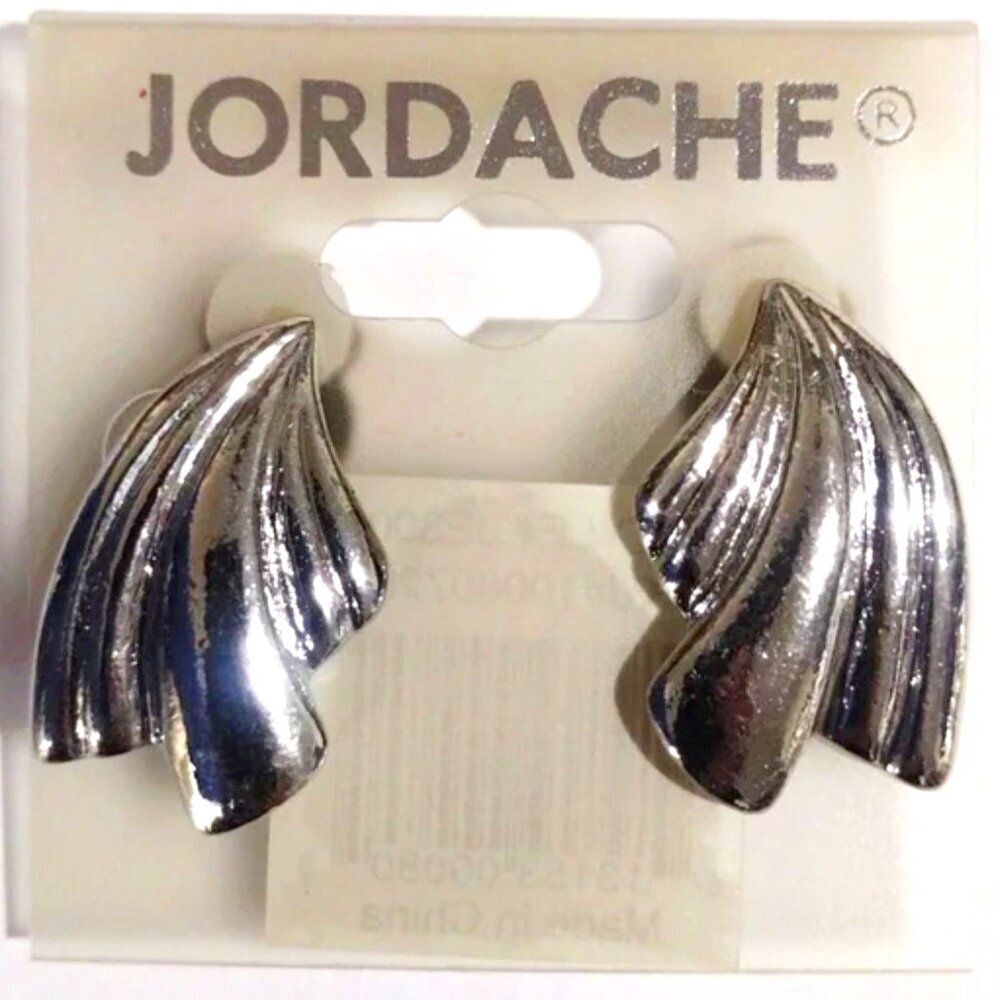 ✨ Jordache Silver tone Stylish Clip-on Earrings - Bold & Elegant Women's Jewelry